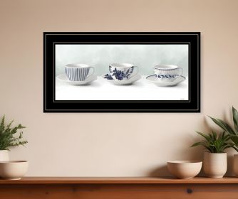 Cups and Saucers 3 Black Framed Print Wall Art