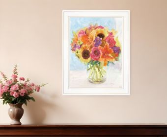 Vases with Flowers 1 White Framed Print Wall Art