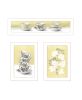 Set Of Three Tea Cups and Yellow Flowers White Framed Print Kitchen Wall Art