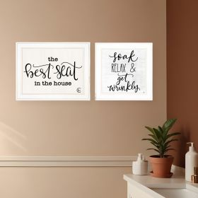 Set Of Two The Best Seat in the House 1 White Framed Print Bathroom Wall Art