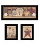 Set Of Three Country Shelf and Stars Black Framed Print Wall Art