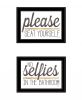 Set Of Two No Selfies When Seated 2 Black Framed Print Bathroom Wall Art