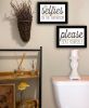 Set Of Two No Selfies When Seated 2 Black Framed Print Bathroom Wall Art