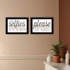 Set Of Two No Selfies When Seated 2 Black Framed Print Bathroom Wall Art