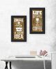 Set Of Two Life Begins and Ends With Coffee Black Framed Print Wall Art