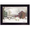 Winter Coat sheep Black Framed Print Wall Art