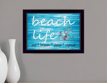 Beach Life 1 Black Framed Print Wall Art