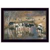 Fall Reflections Holsteins in River Black Framed Print Wall Art