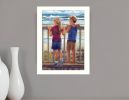 Looking Over the Rail White Framed Print Wall Art