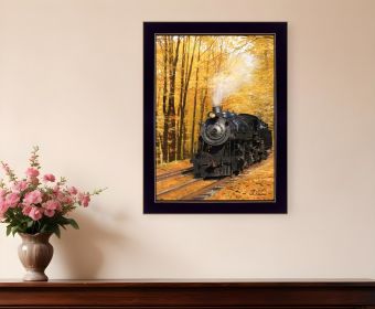 Fall Locomotive Black Framed Print Wall Art