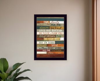 Our Family Rules 1 Black Framed Print Wall Art