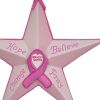 Set of Six Star Shaped Breast Cancer Awareness Christmas Ornaments