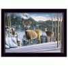 Morning View Deer 1 Black Framed Print Wall Art