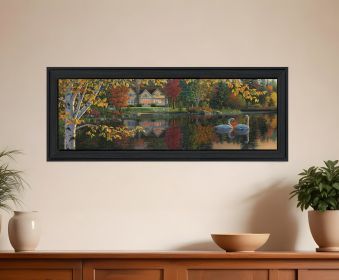 Autumn Grace Panoramic Black Framed Print Wall Art