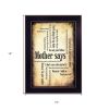 Mother Says 1 Black Framed Print Wall Art