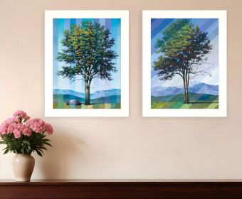 Set Of Two Catching Light as Time Passes White Framed Print Wall Art