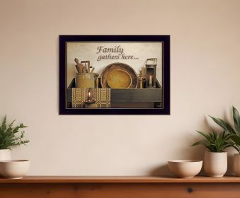 Family Gather Here 1 Black Framed Print Kitchen Wall Art