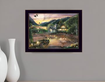 Lakefront Camping II 1 Black Framed Print Wall Art