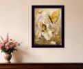 Flowers and Butterflies I 1 Black Framed Print Wall Art