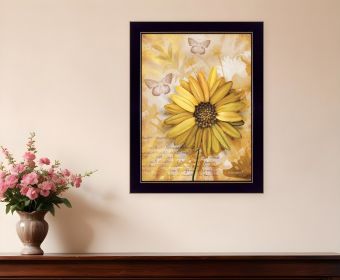 Flowers and Butterflies II 1 Black Framed Print Wall Art