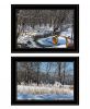 Set Of Two Great Outdoors Nature or Winter Forest 4 Black Framed Print Wall Art