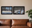 Set Of Two Great Outdoors Nature or Winter Forest 4 Black Framed Print Wall Art