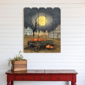 Harvest Moon Pumpkins Unframed Picket Fence Wall Art