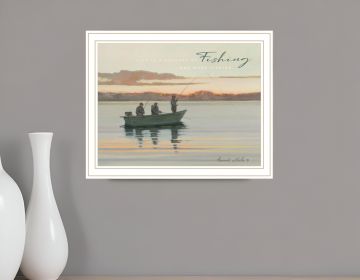 Fishing 2 White Framed Print Wall Art