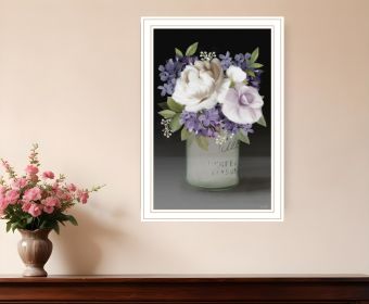 Lilac Mason Jar Floral 2 White Framed Print Wall Art