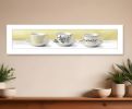 Stack of Tea CupsYellow White Framed Print Kitchen Wall Art