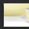 Stack of Tea CupsYellow Black Framed Print Kitchen Wall Art