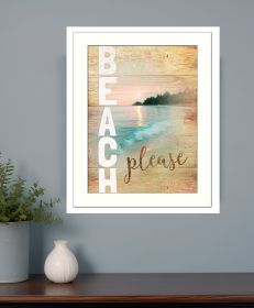 Beach Please 3 White Framed Print Wall Art