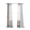 Set of Two 96" Gray Ribbon Embellished Window Curtain Panels