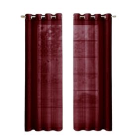 Set of Two 84"  Burgundy Solid Modern Window Panels