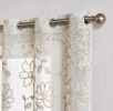 Set of Two 84"  Tan Floral Embroidered Window Panels