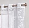 Set of Two 84"  White Boho Embroidered Window Panels