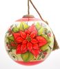 Poinsettia Flower Hand Painted Mouth Blown Glass Ornament