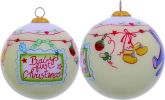 Baby's First Christmas with Motifs Hand Painted Mouth Blown Glass Ornament