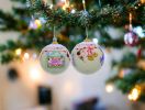 Baby's First Christmas with Motifs Hand Painted Mouth Blown Glass Ornament