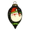 Santa in Holiday Lights Hand Painted Mouth Blown Glass Ornament