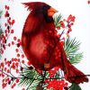 Cardinal Perched on Winter Berries Hand Painted Mouth Blown Glass Ornament