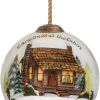 Vintage Christmas at the Cabin Hand Painted Mouth Blown Glass Ornament