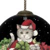 Christmas Cat with Presents Hand Painted Mouth Blown Glass Ornament