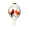 Gather Together With Joy Cardinals Hand Painted Mouth Blown Glass Ornament