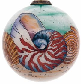 Sea Shell Hand Painted Mouth Blown Glass Ornament