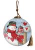 Valentine Snowman Hand Painted Mouth Blown Glass Ornament