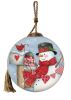 Valentine Snowman Hand Painted Mouth Blown Glass Ornament