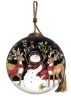 Snowman and Reindeer in Holiday Lights Hand Painted Mouth Blown Glass Ornament