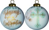 Gold Confirmation Hand Painted Mouth Blown Glass Ornament