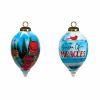 Season of Miracles Wordings Snowman Hand Painted Mouth Blown Glass Ornament